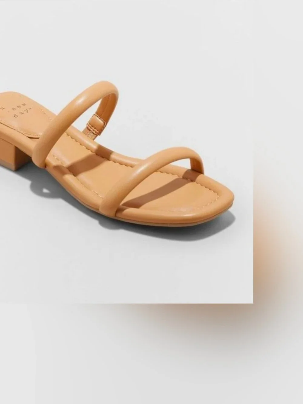 a new day Annie Beige Double-Strap Square-Toe Slide Sandal Size 5.5 - Picture 2 of 6